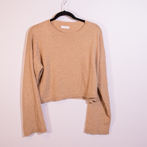 Sablyn Lane 100% Cashmere Knit Stretch Crew Neck Pullover Sweater Camel Medium - Picture 1 of 4